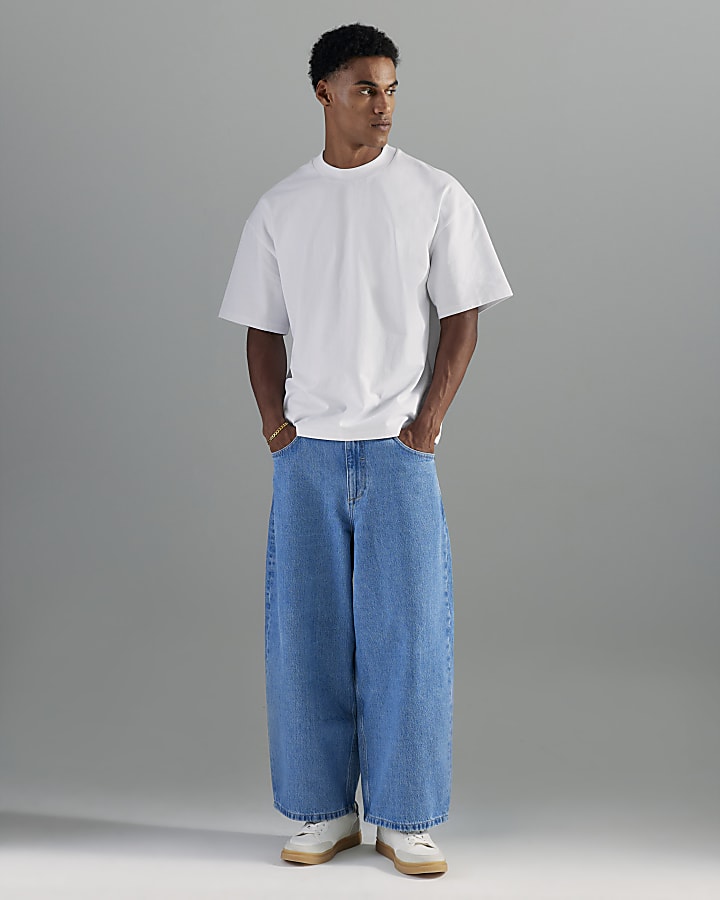Blue Barrel Leg Jeans