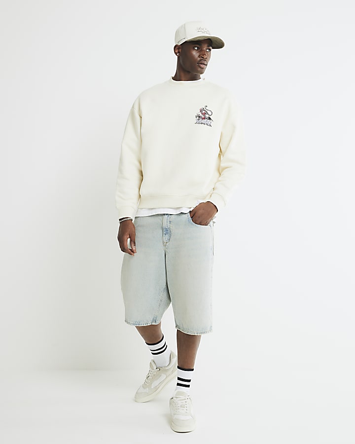 Cream Regular Fit Dragon Sweatshirt