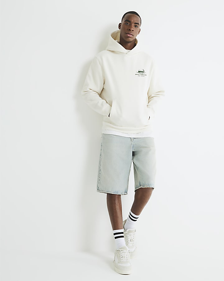 Cream Regular Fit Gran Premio Car Hoodie