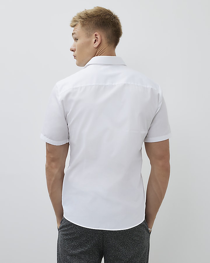 White Slim Fit Short Sleeve Shirt