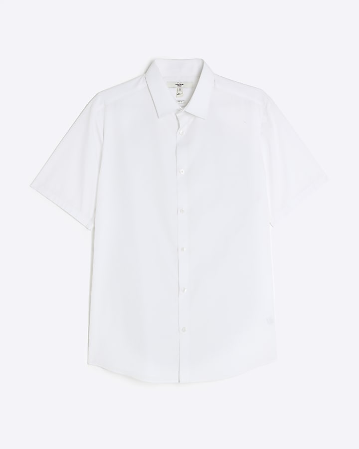 White Slim Fit Short Sleeve Shirt