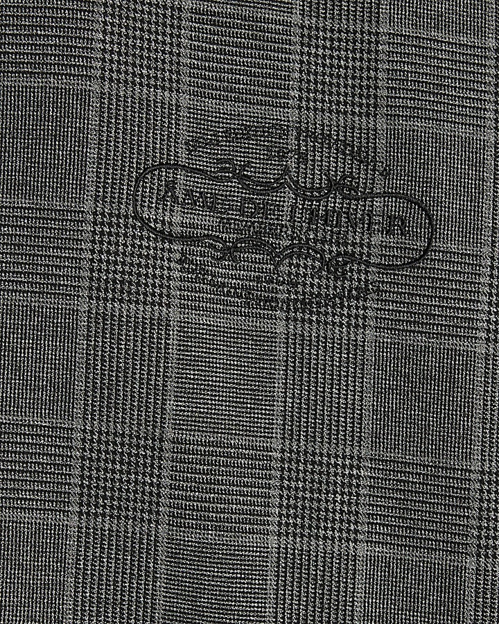 Grey Slim Fit Zip Check Jacket