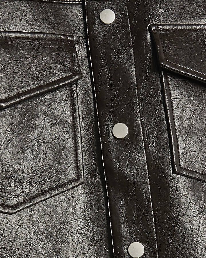 Brown Faux Leather Western Jacket