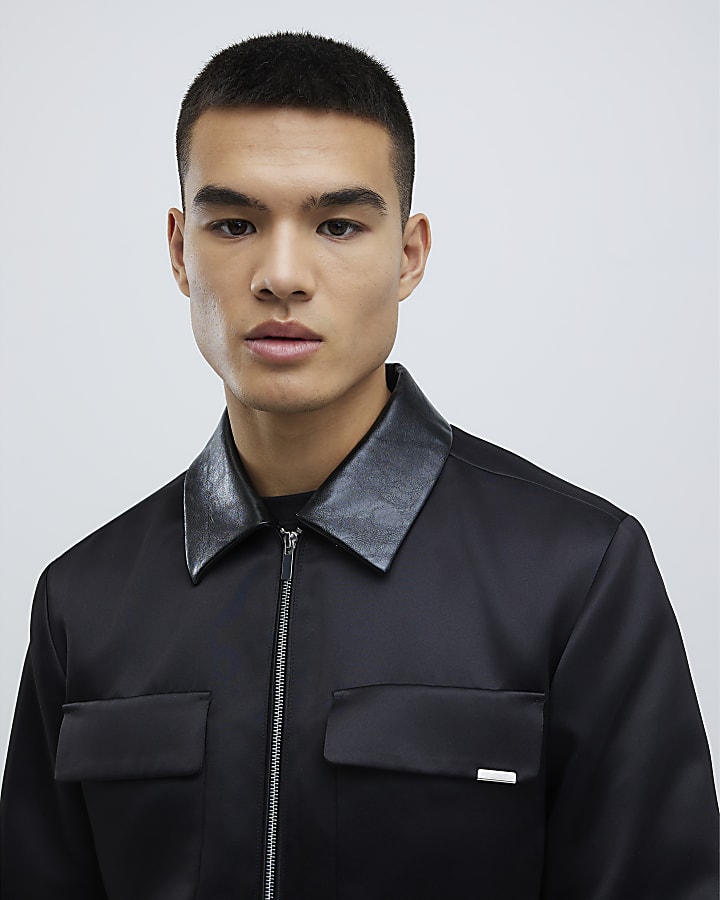 Black Satin Shacket