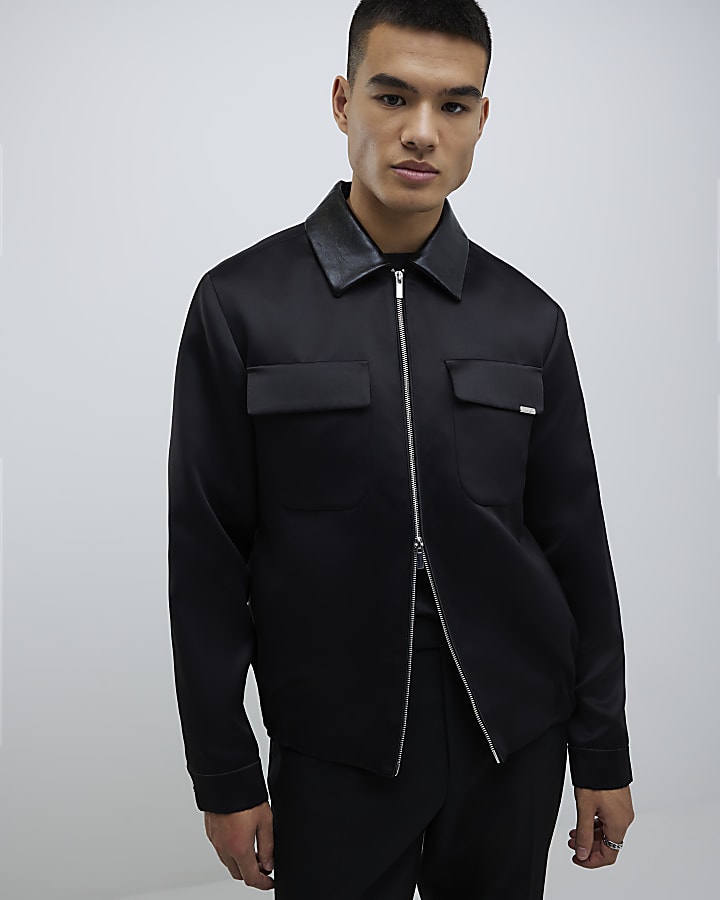 Black Satin Shacket