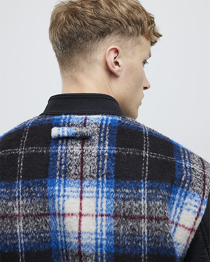 Black Check Varsity Bomber Jacket