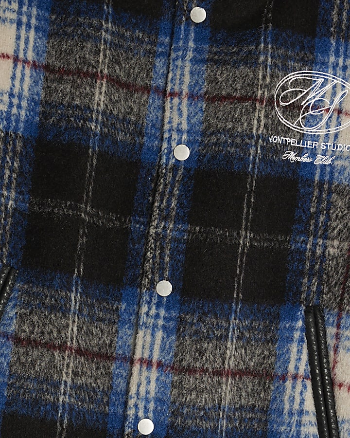Black Check Varsity Bomber Jacket