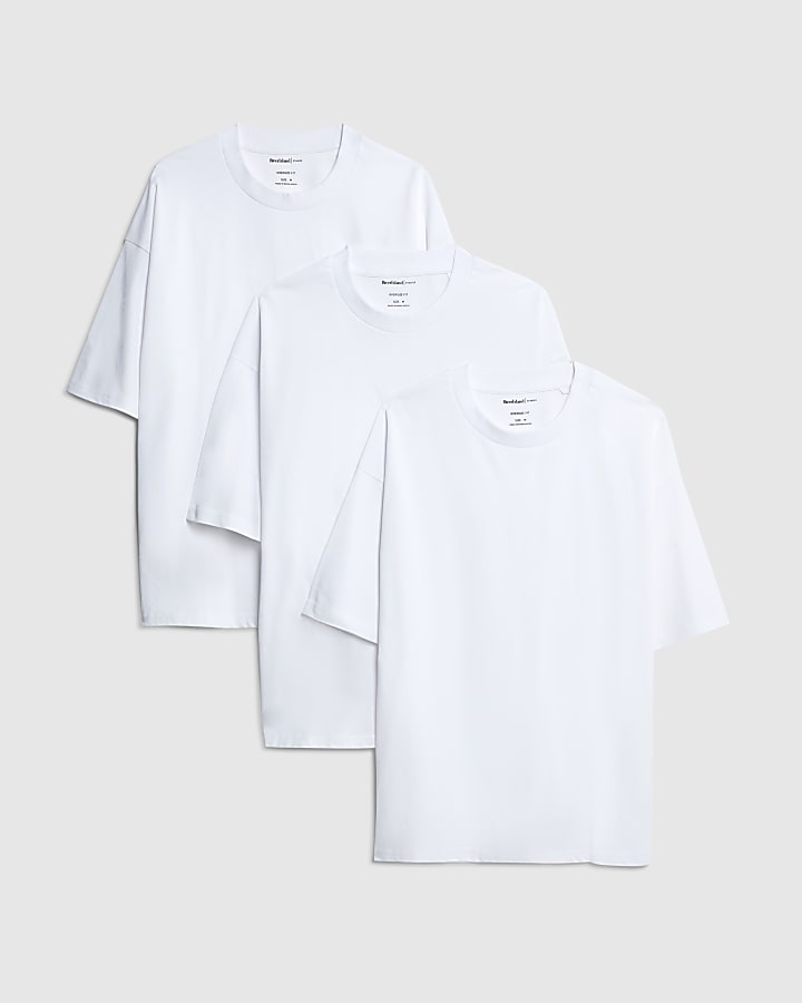White Oversized Fit Pack Of 3 T-Shirts