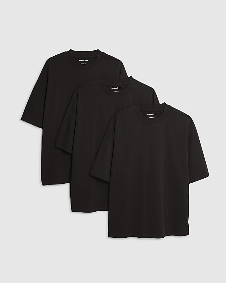 Black Oversized Fit Pack Of 3 T-Shirts