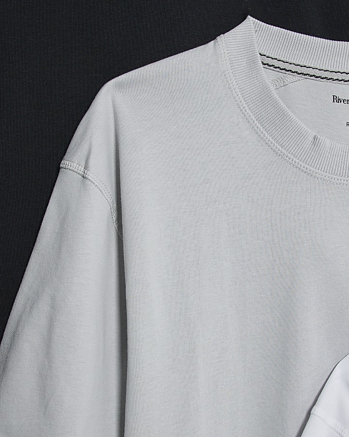 Grey Regular Fit Pack Of 3 T-Shirts
