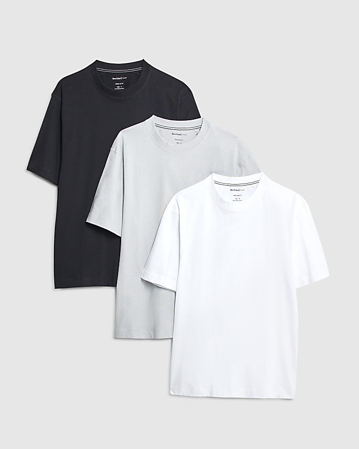 Grey Regular Fit Pack Of 3 T-Shirts