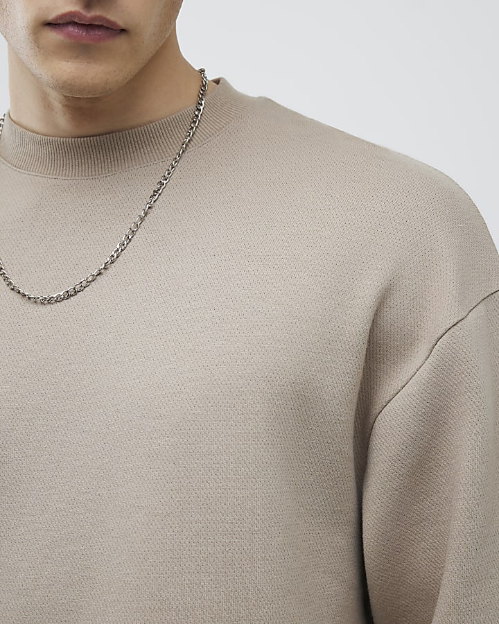 Brown Oversized Fit Double Layer Sweatshirt