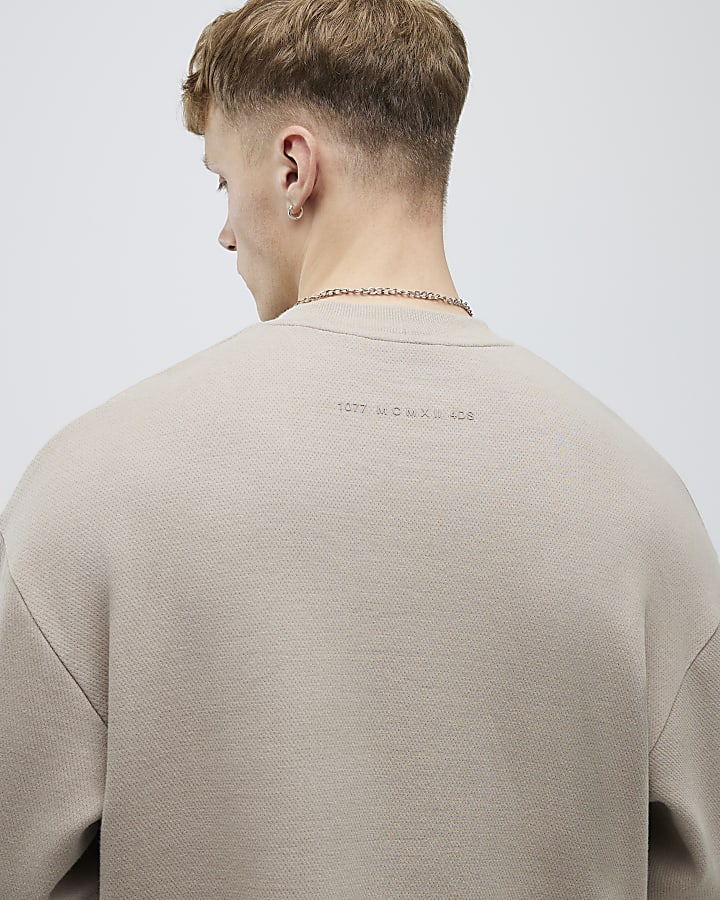 Brown Oversized Fit Double Layer Sweatshirt