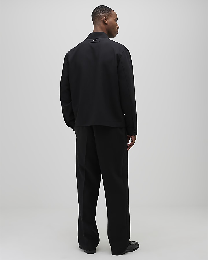 Black Relaxed Fit Suit Trousers