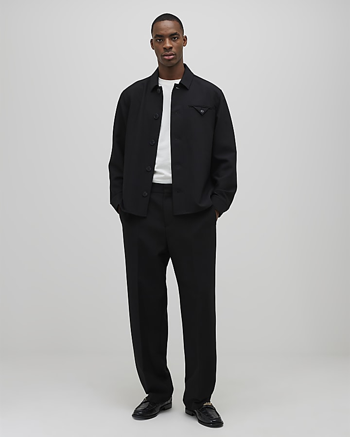 Black Relaxed Fit Suit Trousers