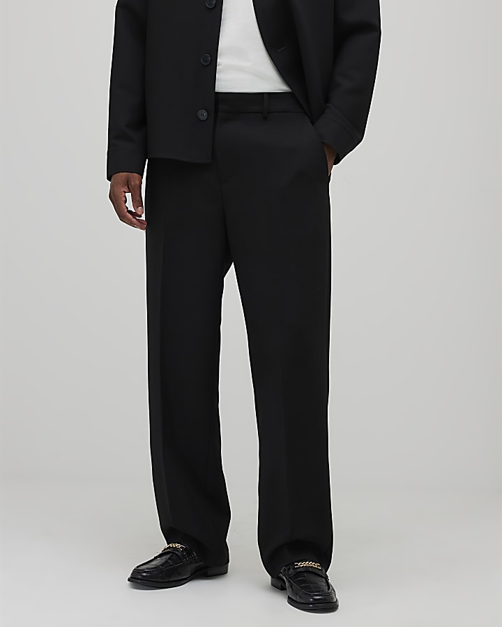 Black Relaxed Fit Suit Trousers