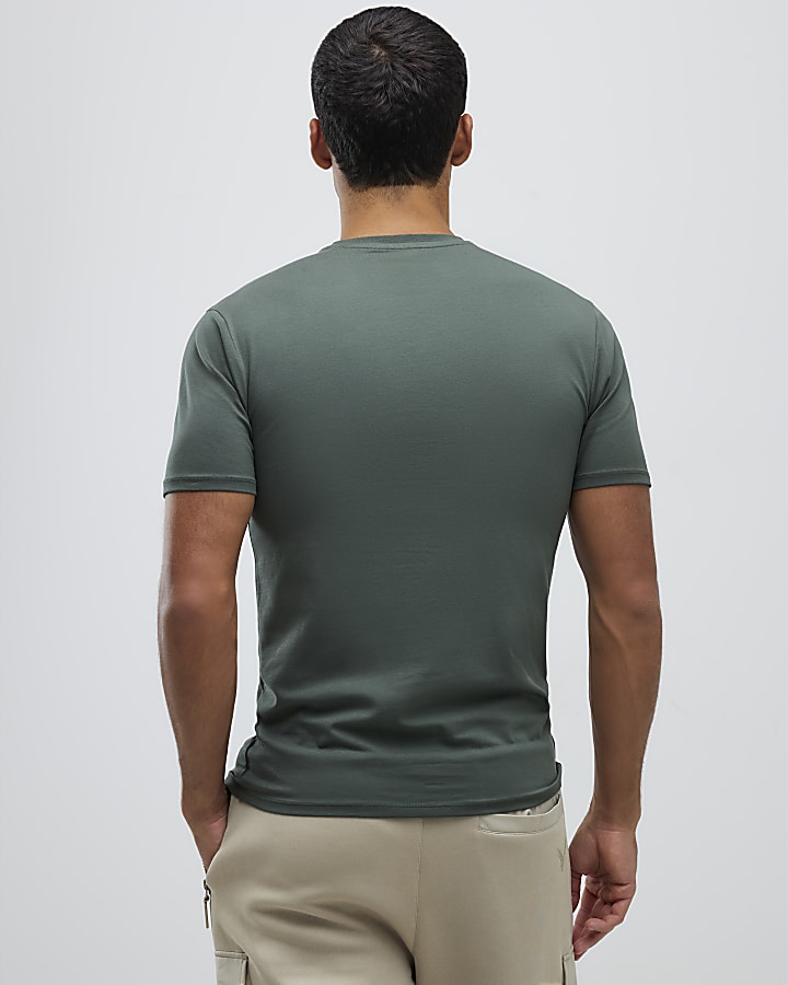 Khaki 3 pack Mixed Muscle Fit T-Shirts