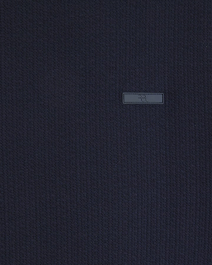 Navy Slim Fit Quilted Badge T-Shirt