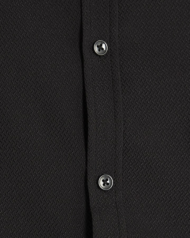 Black Muscle Fit Textured Shirt
