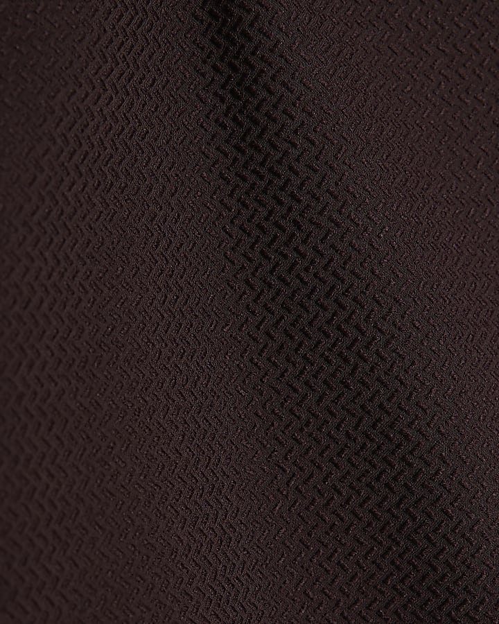 Brown Muscle Fit Textured Shirt