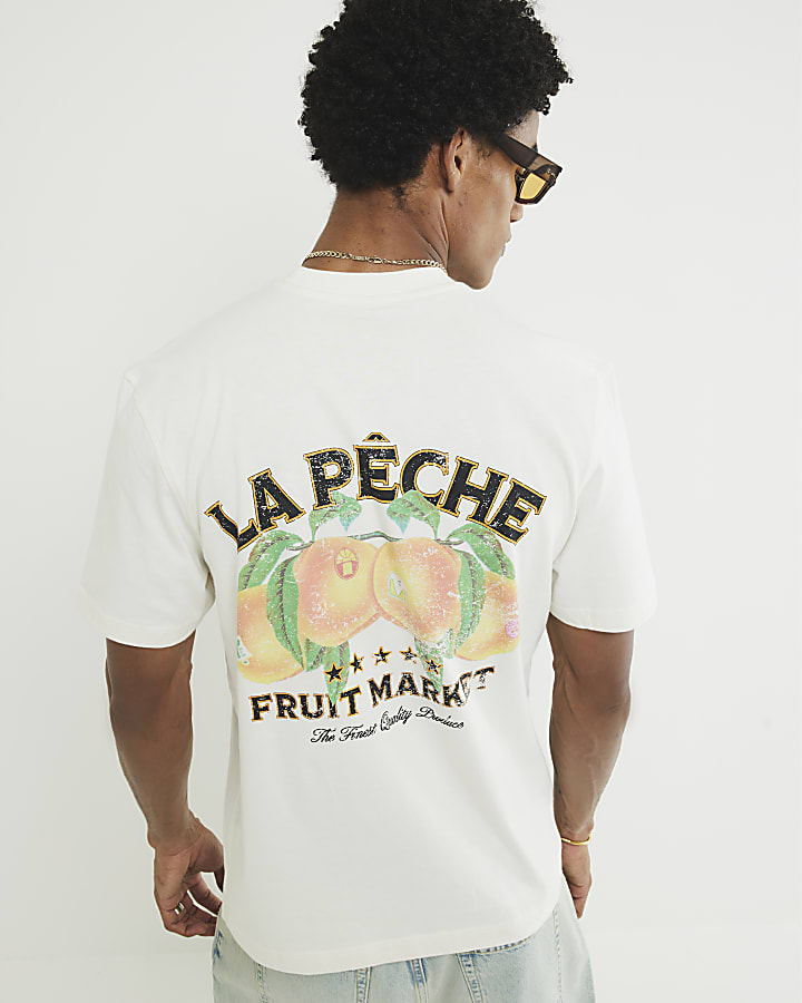 Cream La Peche Fruit Market T-Shirt