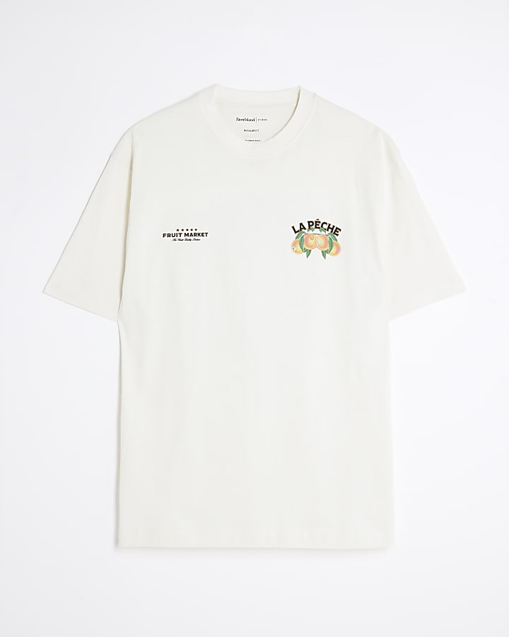 Cream La Peche Fruit Market T-Shirt