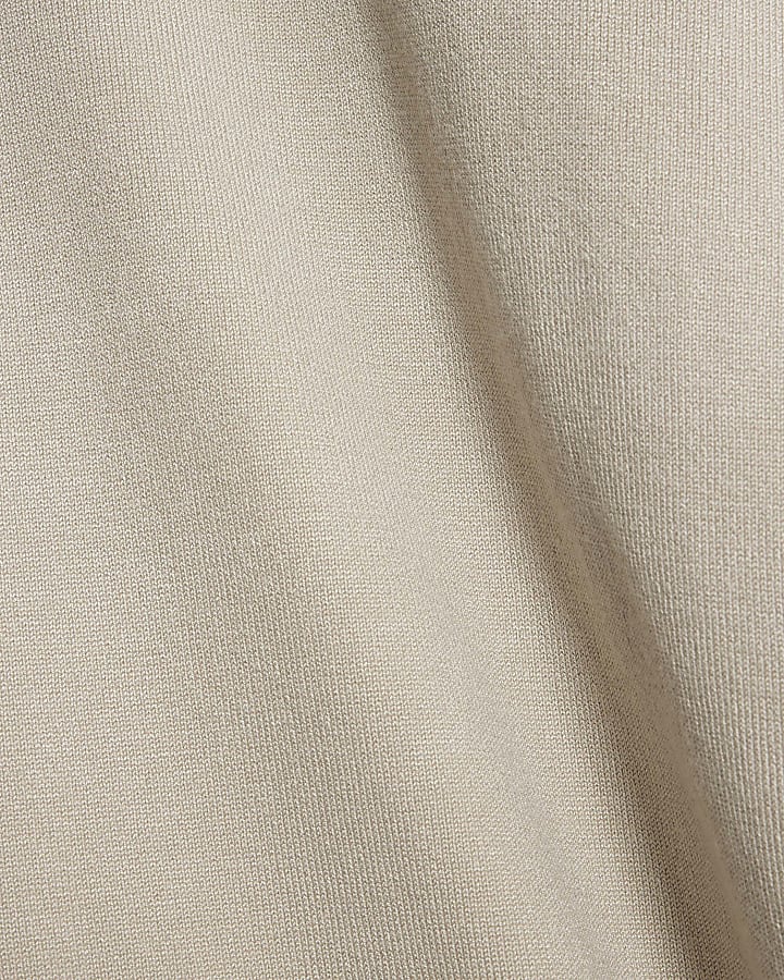 Beige Slim Fit Roll Neck Jumper