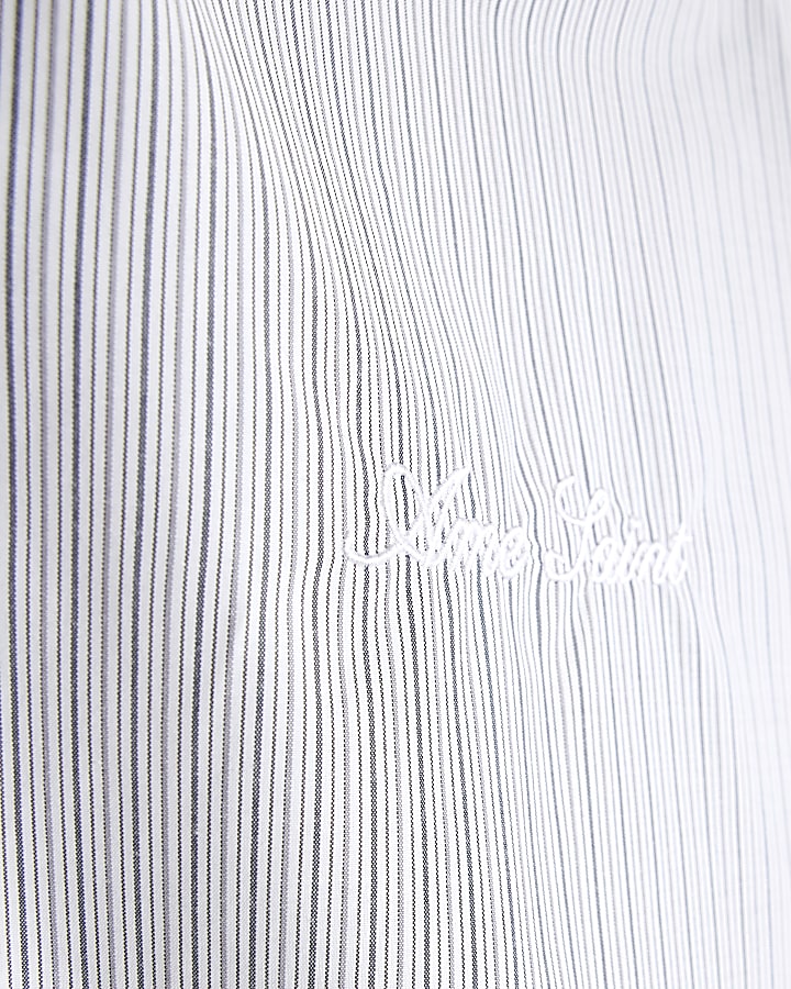 Grey Regular Fit Double Layer Stripe Shirt