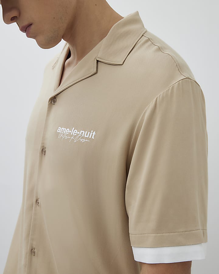 Beige Regular Fit Double Layer Shirt