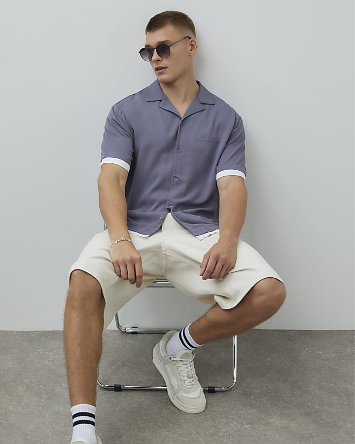 Blue Regular Fit Double Hem Shirt