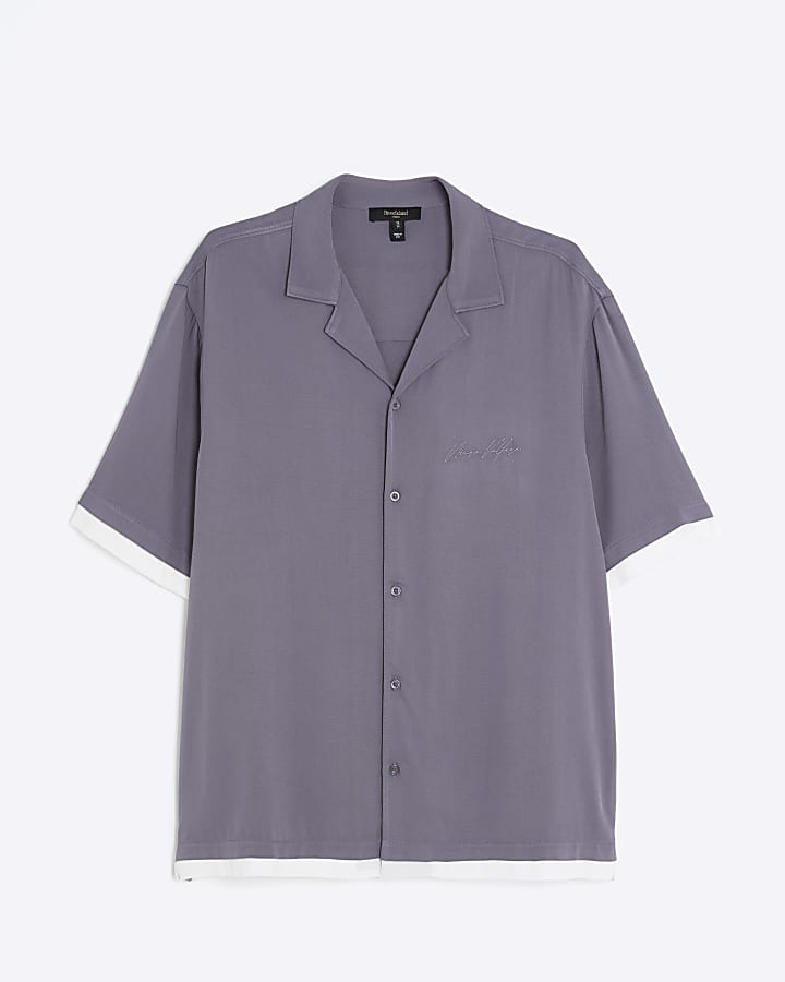 Blue Regular Fit Double Hem Shirt