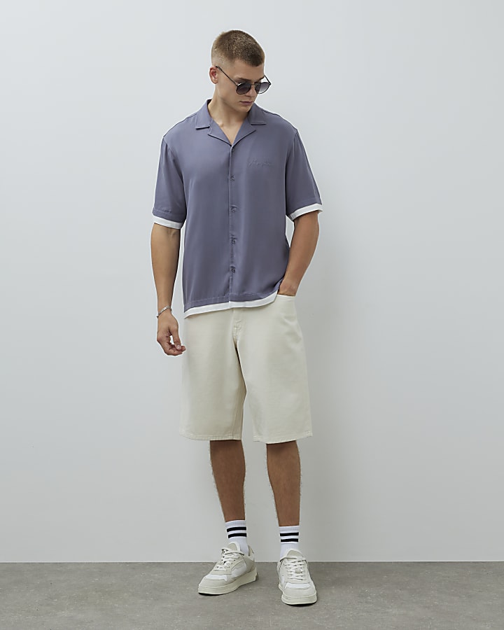 Blue Regular Fit Double Hem Shirt