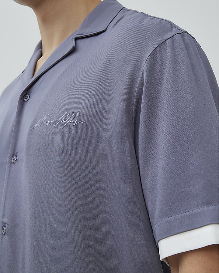 Blue Regular Fit Double Hem Shirt