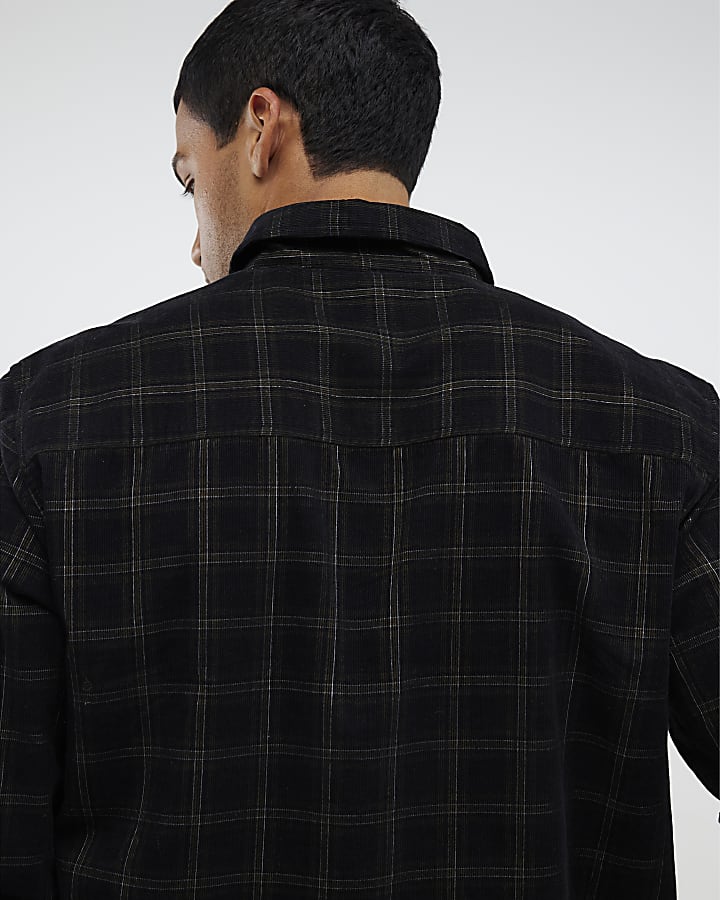 Green Regular fit Micro Check Corduroy Shirt
