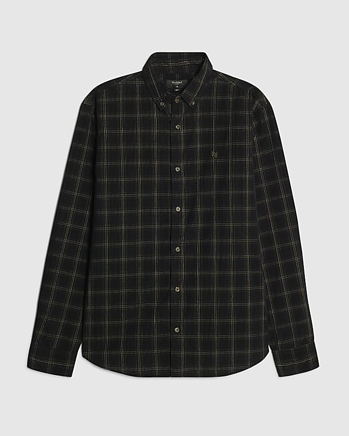 Green Regular fit Micro Check Corduroy Shirt