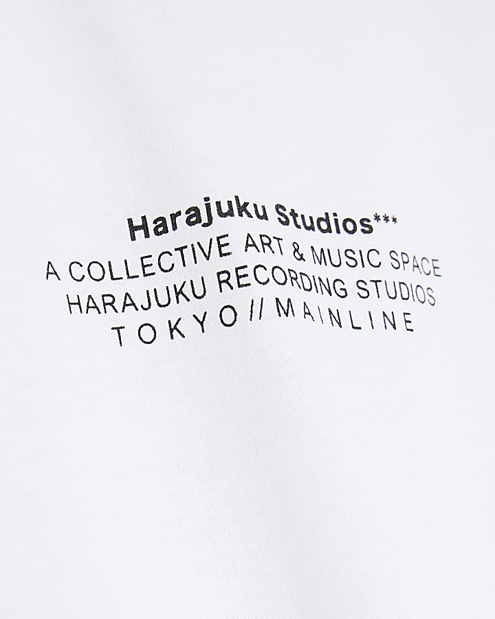 White Oversized Fit Harajuku Studios T-Shirt