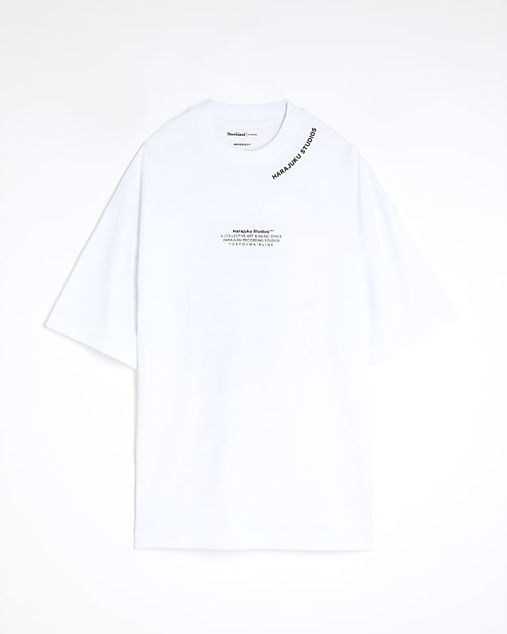 White Oversized Fit Harajuku Studios T-Shirt