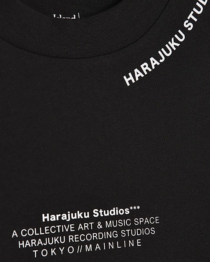 Black Oversized Fit Harajuku Studios T-Shirt