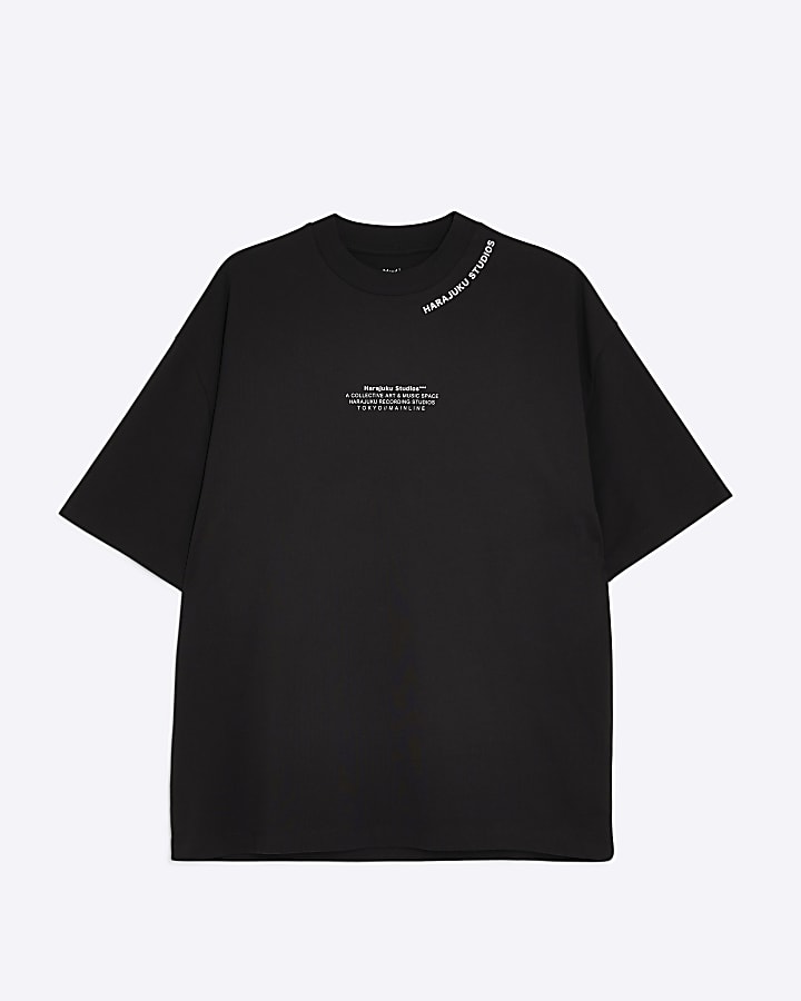 Black Oversized Fit Harajuku Studios T-Shirt
