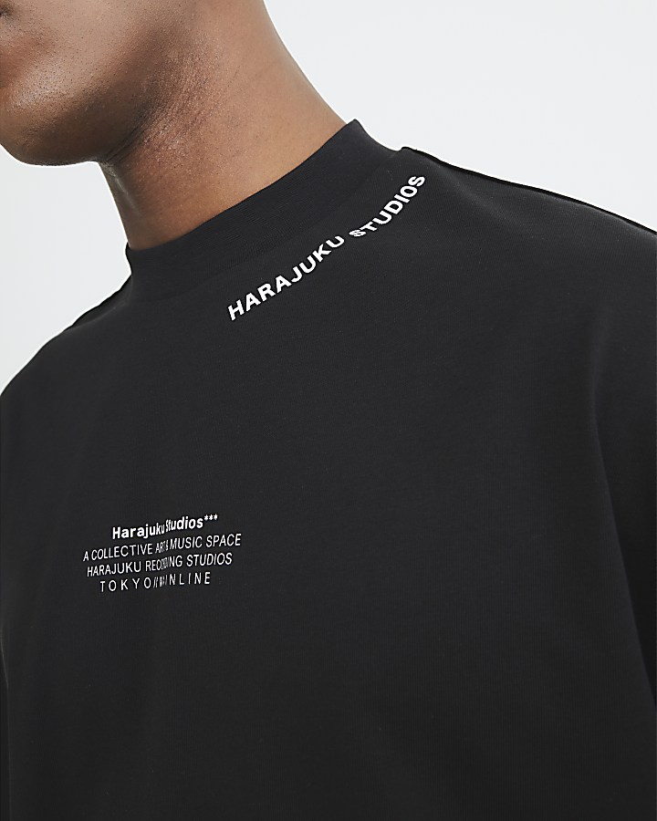 Black Oversized Fit Harajuku Studios T-Shirt