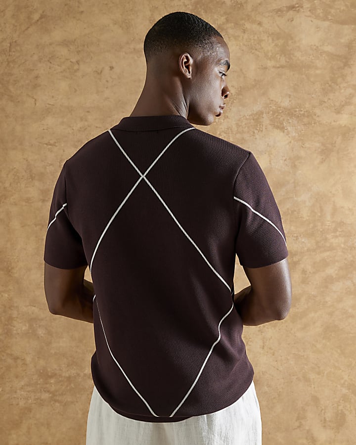 Purple Slim Fit Argyle Polo Shirt