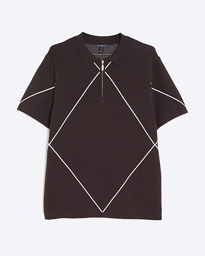Purple Slim Fit Argyle Polo Shirt