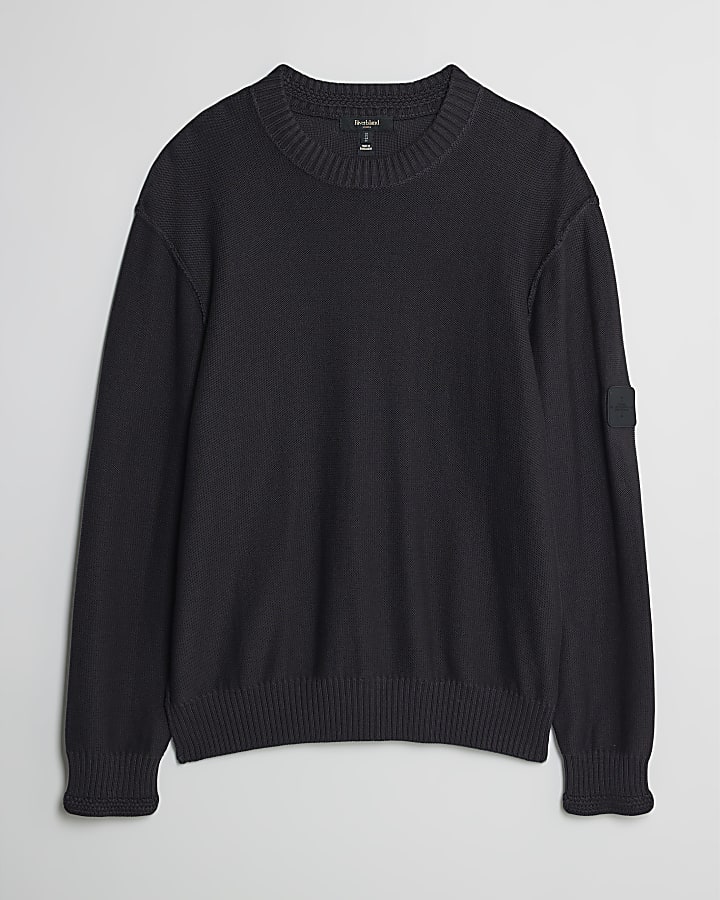 Black Slim Fit Badged Jumper
