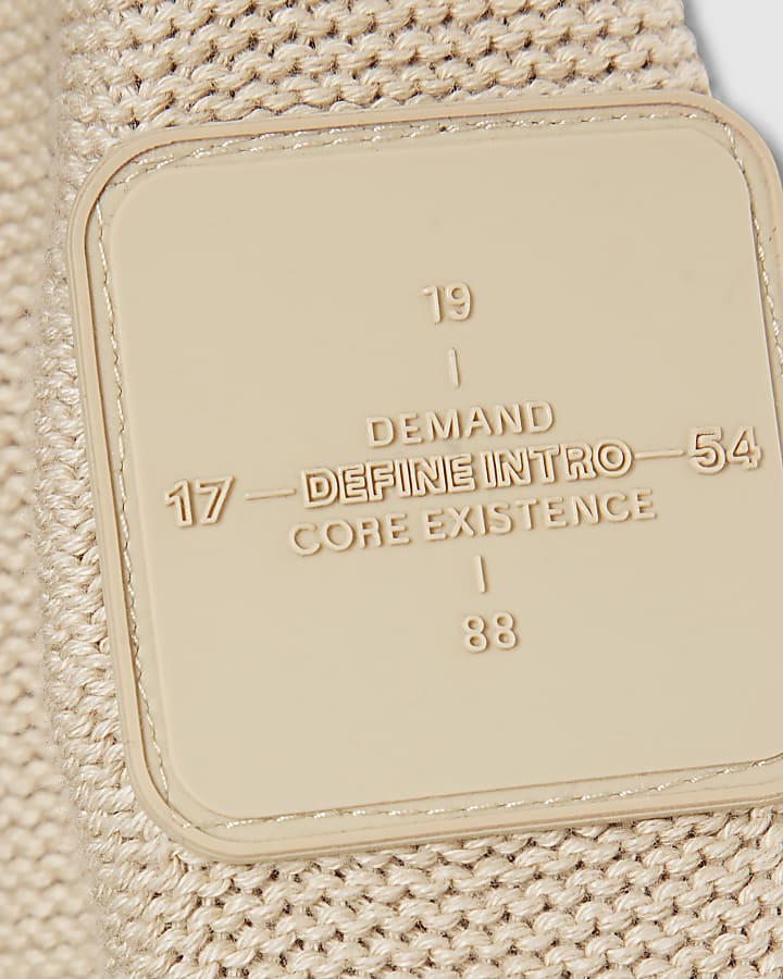 Beige Slim Fit Badged Jumper
