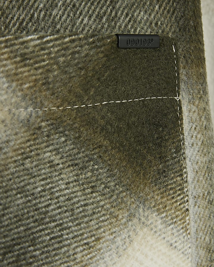 Green Curved hem Checked Overshirt