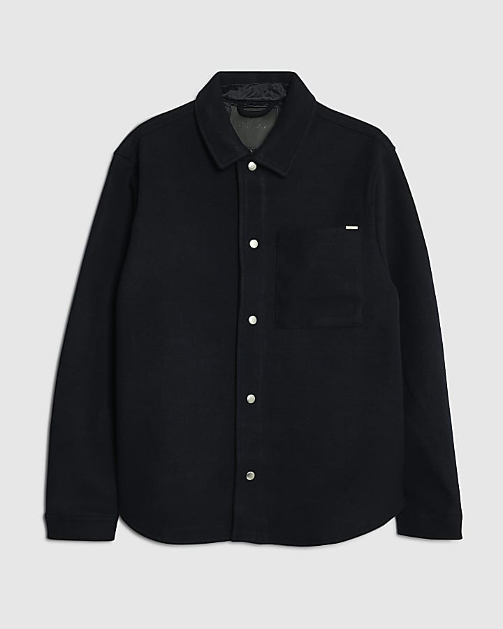 Navy Curved Hem Overshirt