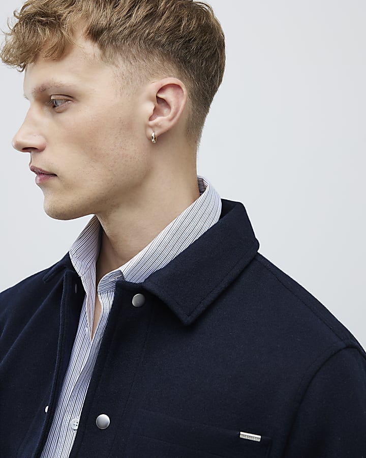 Navy Curved Hem Overshirt