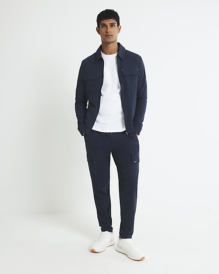 Navy Muscle Fit Shacket