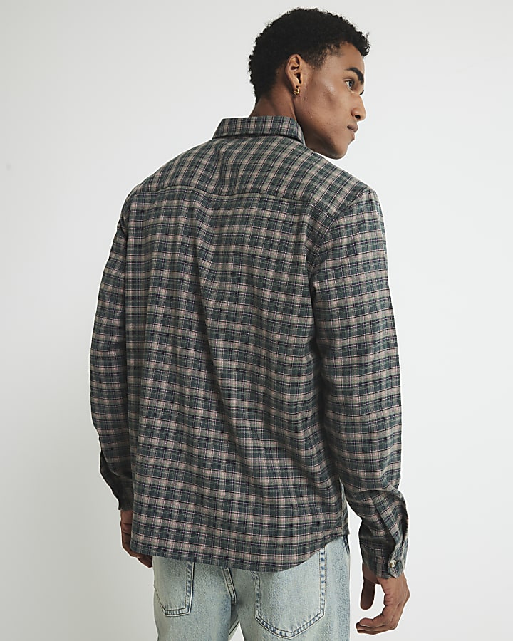 Green Regular Fit Check Long Sleeve Shirt