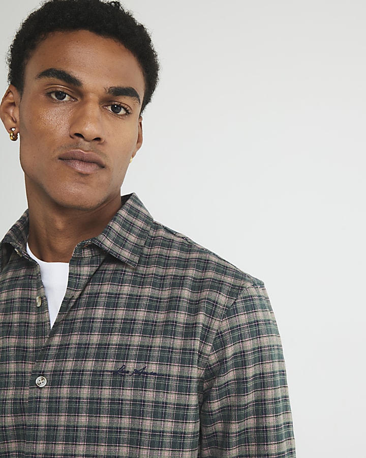 Green Regular Fit Check Long Sleeve Shirt